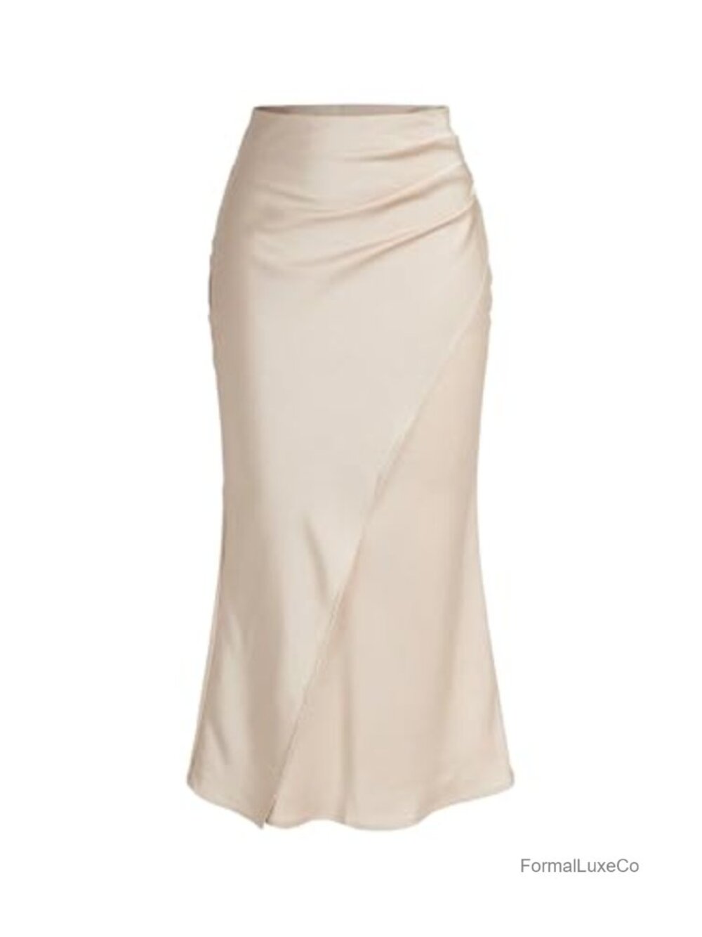 Satin Maxi Skirt Wrap Ruched Fishtail High Rise Slim Fit Long